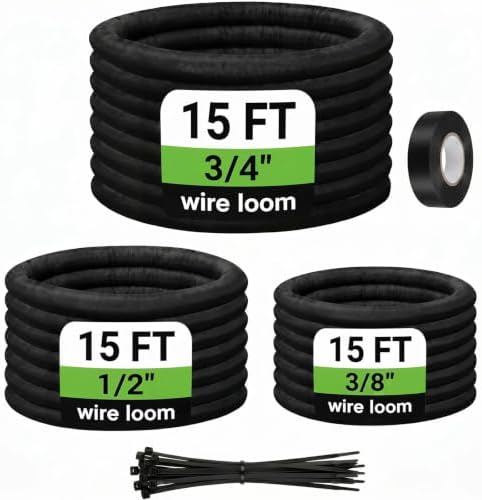 Cable Sleeve Split-Sleeving 3/8", 1/2", 3/4" x 15 FT Cord Management Wire Protector, Wire Cover Heat Resistant Wiring Loom Wire Organizer, Heavy Duty Auto Wrap Cord Protectors from Pets No Chew by uuvzvcek
