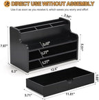 Mail Organizer Countertop, 4 Slots Desk Organizer with Drawer and Shelf - Image 2