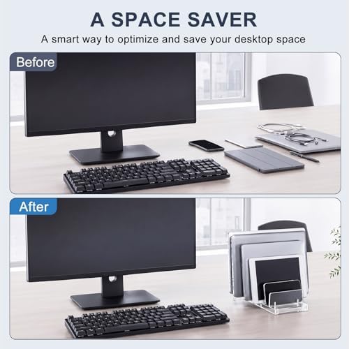 Chunful 5 Slot Adjustable Vertical Laptop Stand for Desk - Image 5