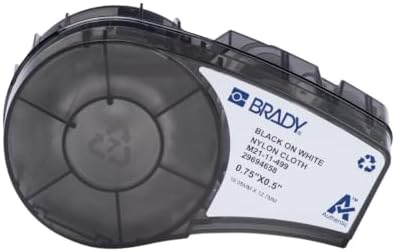 Brady Authentic (M21-11-499) Pre-Sized High-Adhesion Nylon Labels for Equipment, General ID, Lab, Wire/Cable, Black on White Material - Designed for M210, M210-LAB, and M211 Printers, 0.5"H x 0.75"W by BradyCorp