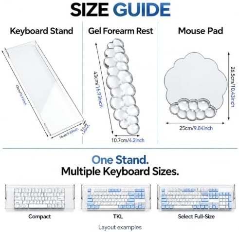 Keyboard Stand with Wrist Rest and Mouse Pad, Acrylic Keyboard Riser, Clear - Image 2