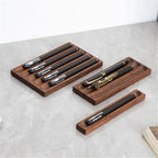 Pen holder Organizer of Office desks,Walnut Desk Pen Stand,Wave Pen Tray Accessory,Teacher Gifts,Suitable for School,Home,Desktop Office Art Accessories (Walnut, 3 Grid) - Image 5