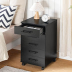HOOBRO 5-Drawer File Cabinet, Office Cabinet with Drawers, Wooden Storage Cabinet with Wheels for Makeup, Home Office, Study, Easy Assembly, Black BK05WJ01 - Image 5