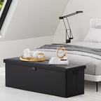 DocSafe Storage Ottoman Bench,Fireproof＆Waterproof Folding Bench with Lock(15”x 43”x15”),Leather Storage Chest with Handles＆2 Extra Boxes,Ottoman Safe for Bedroom,Living Room,Home Office,Black - Image 7