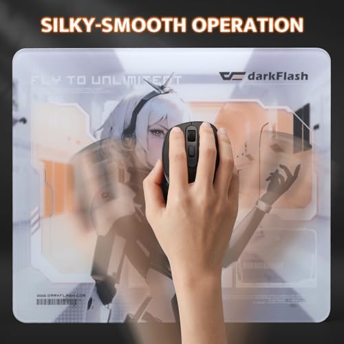 darkFlash Glass Mouse Pad 13.8×11.8 Inch, Ultra-Smooth Tempered Surface, Precision Tracking, Anti-Slip Rubber Base, Durable Etched Finish, Unique IP Ideal for Gaming & Work(DMP350) - Image 3
