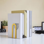 Chunful 12 Pcs Gold Modern Metal Book Ends for Shelves Decorative Small Bookends Book Shelf Organizer Minimalist Design Stopper to Hold Books for Office (Round) - Image 4