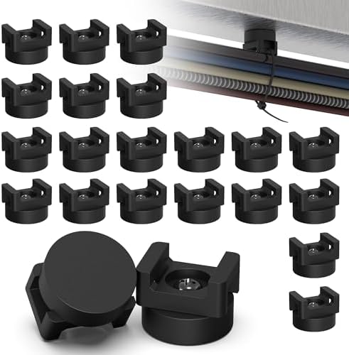 20 Pack Magnetic Cable Zip Tie Base, Scratch-Proof Magnet Zip Tie Mount for Office & Garage Cable Management, Reusable Magnetic Zip Tie Wire Holder for Secure Wire Routing by RIAUOR