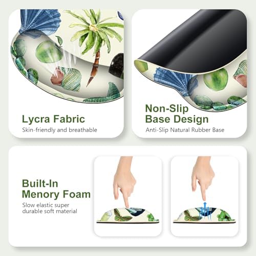 Mouse Pad, 4 in1 Large Desk Mat, Desk Pad Matt for Desktop, Anti-Slip XXL Big Computer Ergonomic Mousepad with Wrist Support for Keyboard and Mouse for Women I Green Theme Stickers - Image 6