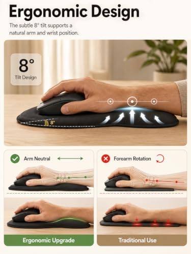 Ergonomic Mouse Pad with Wrist Rest, Memory Foam, Non-Slip Silicone Base - Image 3