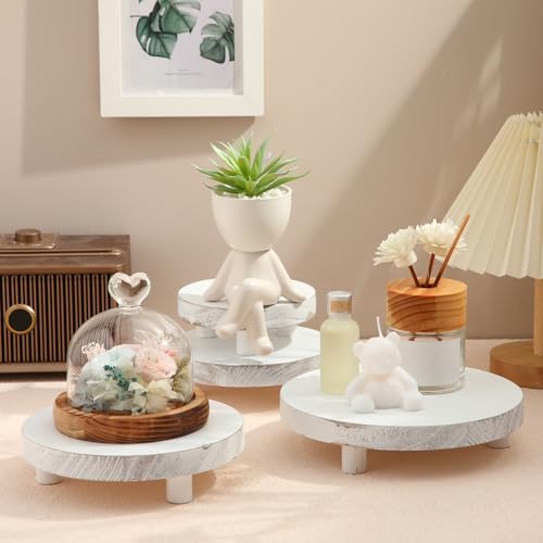 Geetery 4 Pcs Wooden Risers for Display Wood Pedestal Stand, White - Image 3