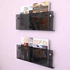 2 Pcs Acrylic Magazine Rack, 17" Black Record Holder, Hanging Bookshelf Literature Storage Rack for Waiting Room, Office, Home Display - Image 7
