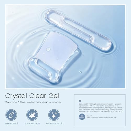 Ospelelf Clear Mouse Pad with Wrist Rest and Ergonomic Gel Keyboard Hand Wrist Set, Support for Typing Gaming, Relieve Wrist Pain, Cool & Easy to Clean, for Office, Programmer, Home Computer Use - Image 3