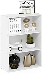 Furinno PASIR Book Shelf, 3-Tier Bookshelf, Storage Shelves Bookcase, 9.7 x 23.7 x 31.5, for Living Room, Bedroom, Home Office, Plain White - Image 6