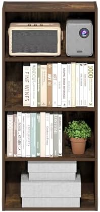 Furinno Basic Book Shelf, 4-Tier Bookcase with Open Shelf, Bookshelf, Cube Storage Organizer, 7 x 17 x 35, for Living Room, Bedroom, Home Office, Amber Pine - Image 4