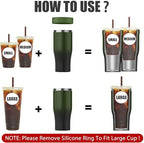 Universal Iced Coffee Sleeve - Upgraded Double Wall Reusable Stainless Steel Holder Sleeves Insulator for Cold Drinks Fits Starbucks Dunkin Donuts McDonalds Small Medium Large Cup (Black Forest) - Image 2