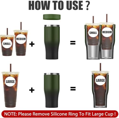 Universal Iced Coffee Sleeve - Upgraded Double Wall Reusable Stainless Steel Holder Sleeves Insulator for Cold Drinks Fits Starbucks Dunkin Donuts McDonalds Small Medium Large Cup (Black Forest) - Image 2