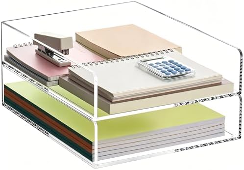HeZone Paper Organizer Letter Tray,Acrylic Desk Organizer,Clear File Organizer for Desk,Stackable Paper Tray for Documents,A4 File Paper,Book,Bills, Crafts,Notes for Office/Classroom/Home Organization by HeZone