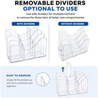 Azar Displays 250099-3PK Three Tier File and Brochure Desktop Wall Organizer Holder with Dividers brochure display stand acrylic file holder, Clear , 3-Pack - Image 5