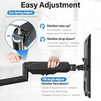 MOUNTUP Dual Monitor and Laptop Mount, Adjustable Monitor Stand for 2 Max 27" Computer Screens, Laptop Tray Fits 10-17inch Notebook, Holds 4.4-17.6lbs Per Arm, 3-in-1 Adjustable Monitor Desk Mount - Image 5