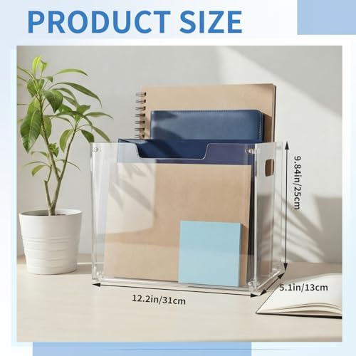 Novabright 1 Pack Acrylic File Organizer, Letter, 12.2"L x 5.51"W x 9.84"H - Image 2