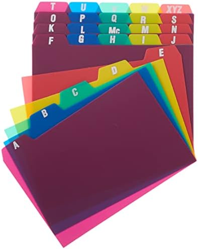 Oxford 41 (1000 PK) Ruled Index Cards, 4" x 6", White, 1,000 Cards (10 Packs of 100) (41) & Poly Index Card Guides, Alphabetical, A-Z, Assorted Colors, 4" x 6" Size, 25 Guides per Set (73154) - Image 7