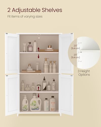 VASAGLE Floor Storage Cabinet, 2 Adjustable Shelves, 4 Doors,42.7" H - Image 5
