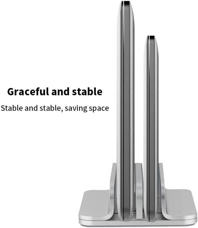 Aluminum Alloy Double Slot Storage Port Vertical Laptop Stand，laptop stand for desk，adjustable laptop stand，Applicable to all MacBook models - Image 5