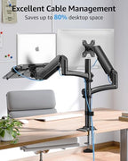 MOUNTUP Laptop and Monitor Desk Mount, Laptop Tray for Max 17" Notebook, Monitors Arm Fits up to 32" Monitor, Laptops Arm Holds 4.4-22lbs, 2-in-1 Tall Laptops Mount with Clamp/Grommet - Image 7