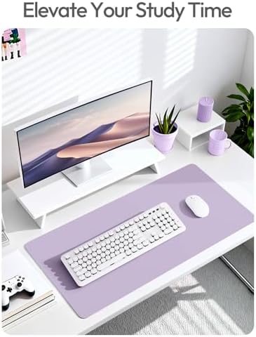 YSAGi Leather Desk Pad Protector, Office Desk Mat, Large Mouse Pad, Non-Slip PU Leather Desk Blotter, Laptop Desk Pad, Waterproof Desk Writing Pad for Office and Home (Light Purple,55" x 17.2") - Image 6