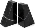 Koville Marble Bookends for Shelves, Natural Stone Book Ends for Large Books, Heavy Duty Bookends, Decorative Bookends for Office Home Kitchen Decor, Unique Modern Book Ends(Black) by Koville