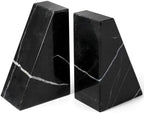 Koville Marble Bookends for Shelves, Natural Stone Book Ends for Large Books, Heavy Duty Bookends, Decorative Bookends for Office Home Kitchen Decor, Unique Modern Book Ends(Black) by Koville