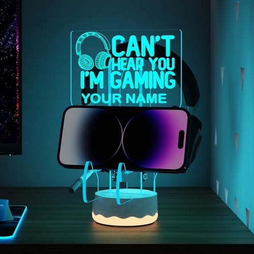 CoolGift Mart Customized Light up Headset and Controller Stand, 16 Colors 3D LED Lights Gamepad Headphone Holder with Remote Control, Game Controller Hanger for All Universal Gaming PC Accessories by CoolGiftMart