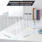 File Holder File Sorter, Vertical File Organizer for Desk, Desk Top File Folder Organizer Stand, Acrylic File Rack File Folder Holder, 5 Sections Clear File Stand for Office, School, Home - Image 2