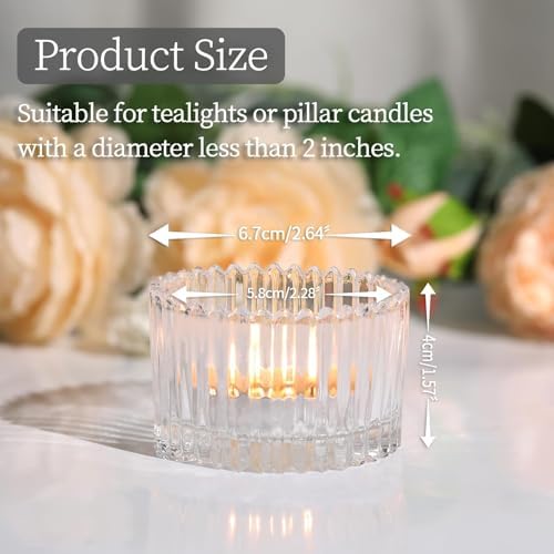 HAVITI 24 Pcs Large Tea Light Holders, Clear Glass Candle Holders, Votive Candle Holders for Table Centerpiece Wedding Table Decor(1.57" H 2.64" D) - Image 2