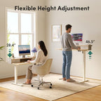 FEZIBO 48 X 24 Inch Standing Desk with Storage, Adjustable Height Sit Stand Desk with Sliding Pegboard Organizer, Felt Wall Bumper, Monitor Arm Compatible for Home Office Workstation, Maple - Image 6