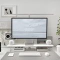 Bamboo Monitor Stand Riser, Natural Desk Shelf with Acrylic Legs by Rocdeer