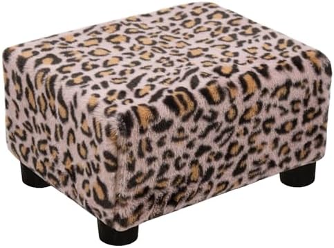 CAROLMADE Small Foot Stool Ottoman Footstool with Legs Under Desk Footrest for Living Room Bedroom and Office, Faux Fur Pink by CAROLMADE