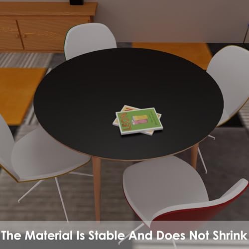 Leather Table Cover Round - 1.8mm Thick,Dia.37 Inch Waterproof & Easy to Clean Protects Table Surfaces Conceals Scratches & Flaws for Coffee Tables & Dining Tables(Black+Black Dia.37Inch) - Image 6