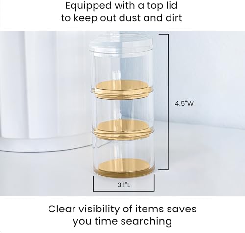 OfficeGoods 3-Tier Stackable Acrylic Holder, Clear with Gold Metal Base - Image 6