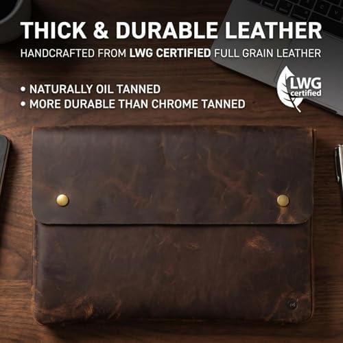Moonster Leather Laptop Folder – Full-Grain Buffalo Leather Document Case - Image 5