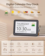 Clock with Day and Date for Elderly,7" Large Display Digital Calendar Clock - Image 2