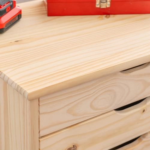 Linon Corinne Unfinished Eight Drawer Wooden Rolling Storage Cart - Image 5