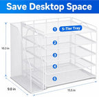 OPNICE Desk Organizer, 5-Tier Paper Organizer Letter Tray, White - Image 3