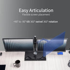 VIVO Freestanding Dual Monitor Stand with Sleek Glass Base and Adjustable Arms, Mounts 2 Screens up to 32 inch and 22 lbs Each, Black, STAND-V002FG - Image 6