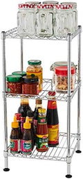 3 Tier Storage Racks Shelving, Heavy Steel Pantry Shelves, Adjustable Wire Shelving Rack, Suitable for Garage, Kitchen, Bathroom, Office, 12" W x 12" D x 24" H, Chrome by Unknown