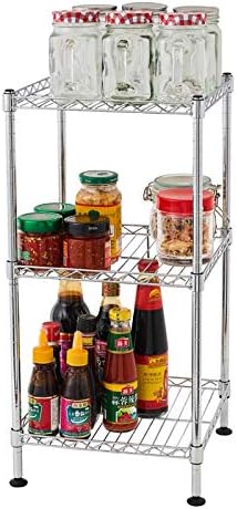 3 Tier Storage Racks Shelving, Heavy Steel Pantry Shelves, Adjustable Wire Shelving Rack, Suitable for Garage, Kitchen, Bathroom, Office, 12" W x 12" D x 24" H, Chrome by Unknown