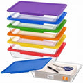 Tinlade 6 Pack Classroom Clear Paper Storage Bins with Lids, Rainbow by Tinlade