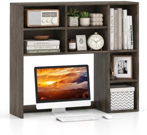 BECOMFORT Desk Hutch with 7 Cubes, Up to 27" Computer Monitor College Dorm by BECOMFORT