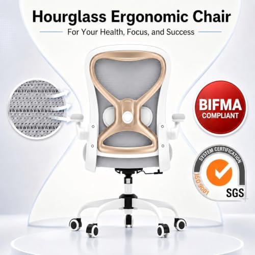 Ergonomic Home Office Chair, 4-Way Lumbar, Thick Cushion, 330LBS (Gray/Champagne) - Image 6
