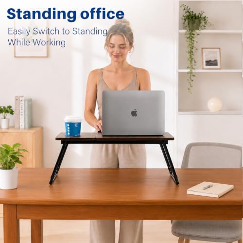 Laptop Desk for Bed Couch, Adjustable Foldable Bed Table with Cup Holder - Image 3